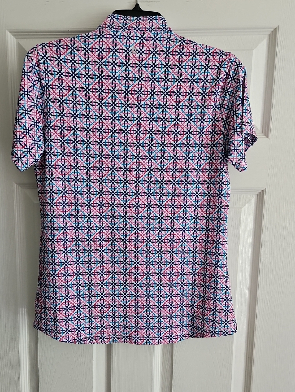 Bermuda Sands Short Sleeve UPF 50+ Cheryl Golf Top: Violet Print: Size- Small - Picture 2 of 15